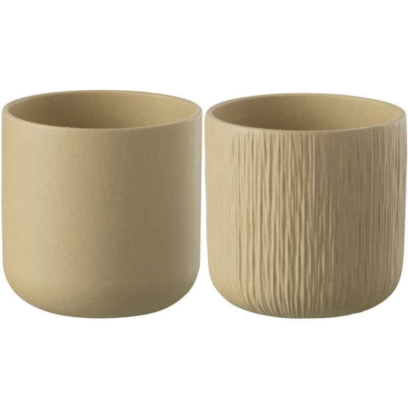 Cache-pot en Céramique Beige Gen Diamètre 18 cm (Lot de 2) - 1