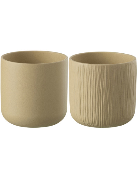Cache-pot en Céramique Beige Gen Diamètre 18 cm (Lot de 2) - 1