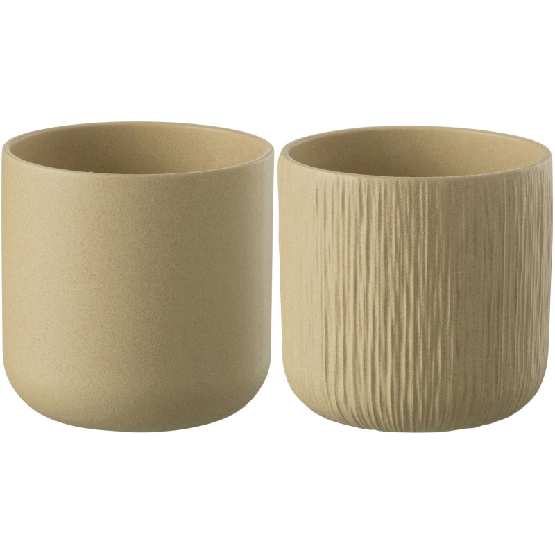 Cache-pot en Céramique Beige Gen Diamètre 20 cm (Lot de 2) - 1
