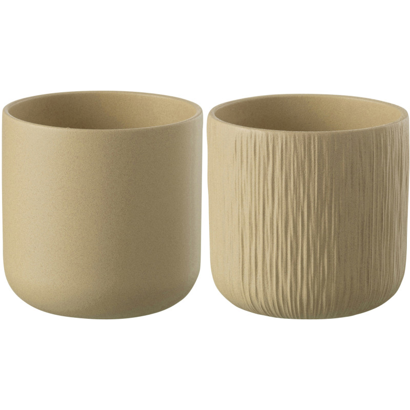 Cache-pot en Céramique Beige Gen Diamètre 26 cm (Lot de 2) - 1