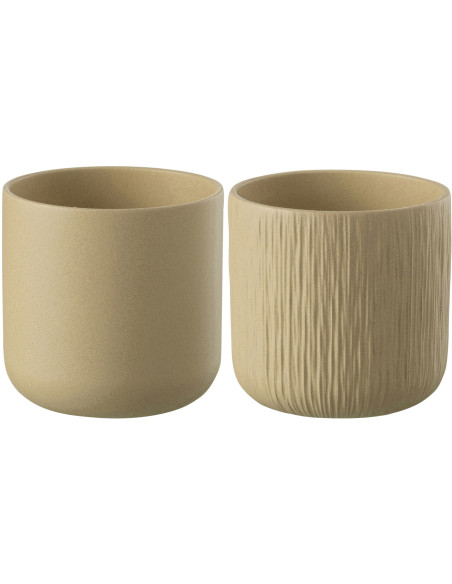 Cache-pot en Céramique Beige Gen Diamètre 26 cm (Lot de 2) - 1