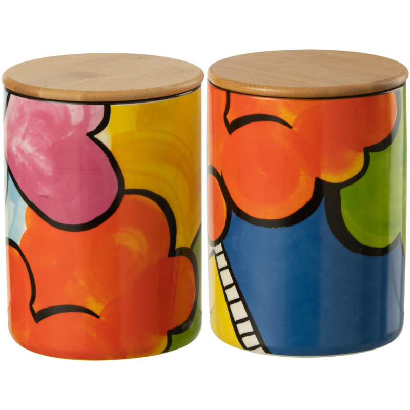 Pot avec couvercle Pop Art en Porcelaine (Lot de 2) - 1