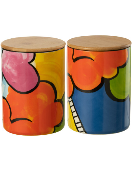 Pot avec couvercle Pop Art en Porcelaine (Lot de 2) - 1