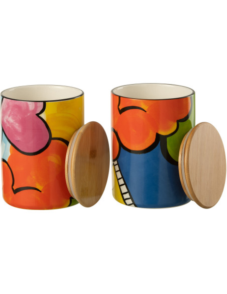 Pot avec couvercle Pop Art en Porcelaine (Lot de 2) - 3