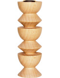 Bougeoir original Hauteur 15 cm en Bois de hêtre massif Naturel Laiton Doré Totem 3