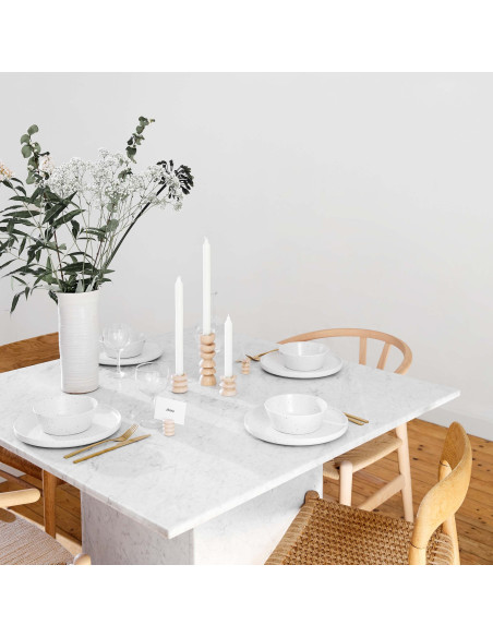 Bougeoir original Hauteur 15 cm en Bois de hêtre massif Naturel Laiton Doré Totem 4 - 6