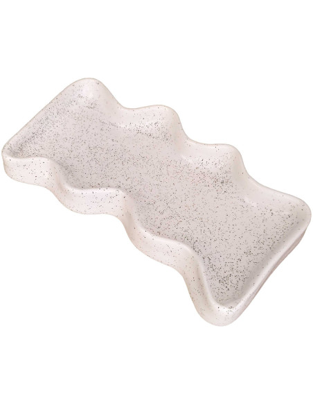 Vide poche organique design Rectangle 22x12 en Céramique Blanc Moucheté Wave - 1