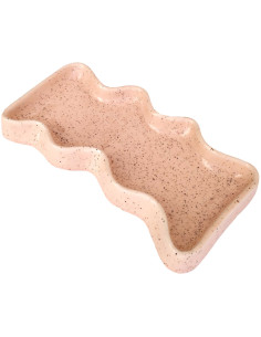 Vide poche organique design Rectangle 22x12 en Céramique Pêche Moucheté Wave - 1