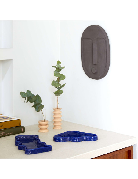 Vide poche organique design Rectangle 22x12 en Céramique Bleu Moucheté Wave - 5