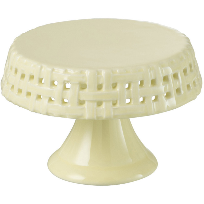 Présentoir pour gâteau Rond sur pied 10 cm Gourmandise en Céramique Jaune - 1
