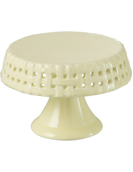Présentoir pour gâteau Rond sur pied 10 cm Gourmandise en Céramique Jaune - 1