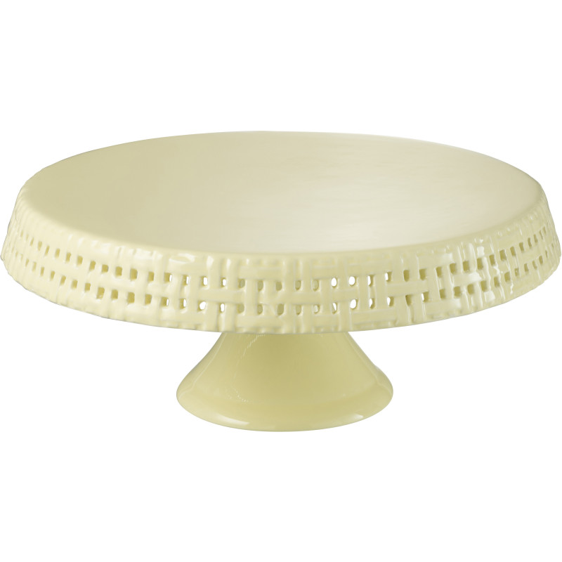 Présentoir pour gâteau Rond sur pied 35 cm Gourmandise en Céramique Jaune - 1