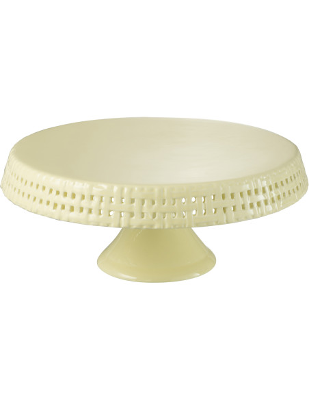 Présentoir pour gâteau Rond sur pied 35 cm Gourmandise en Céramique Jaune - 1