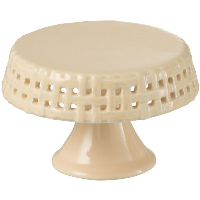 Présentoir pour gâteau Rond sur pied 10 cm Gourmandise en Céramique Pêche - 1
