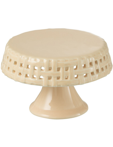 Présentoir pour gâteau Rond sur pied 10 cm Gourmandise en Céramique Pêche - 1