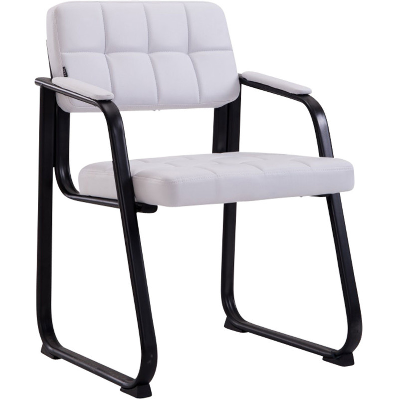 Chaise de bureau Avec accoudoirs Patrice en Polyuréthane Blanc Métal Noir Mat - 1