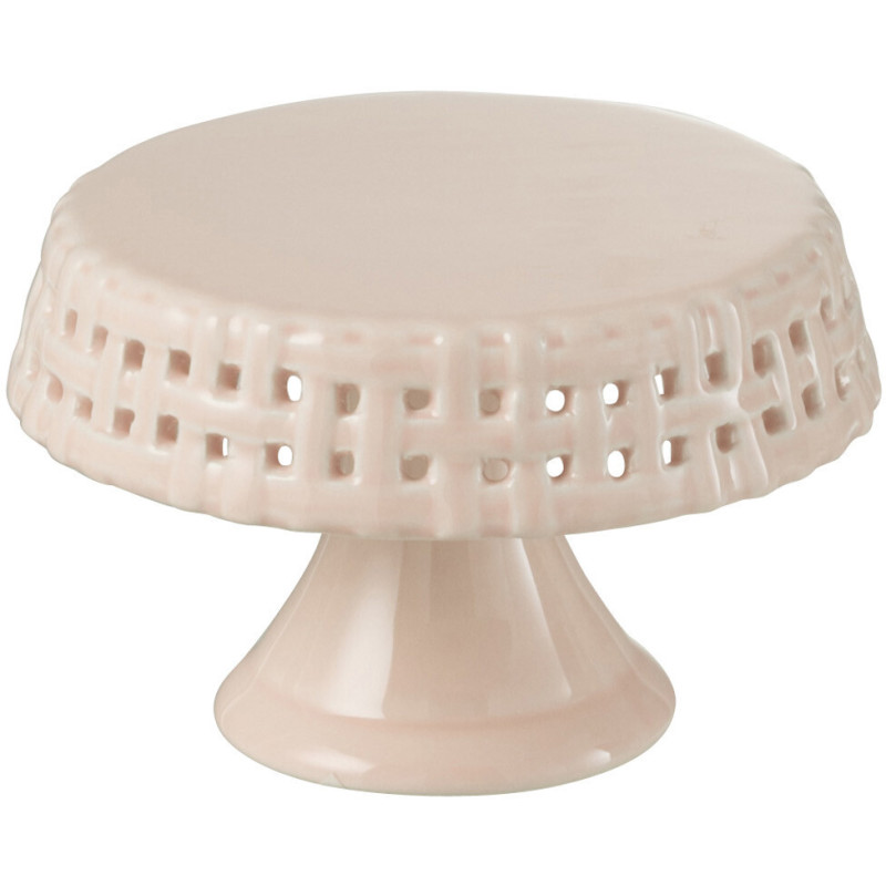 Présentoir pour gâteaux Rond sur pied 10 cm Gourmandise en Céramique Rose - 1
