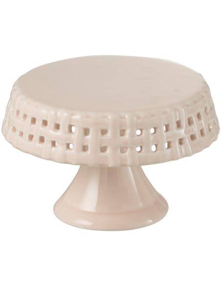 Présentoir pour gâteaux Rond sur pied 10 cm Gourmandise en Céramique Rose - 1