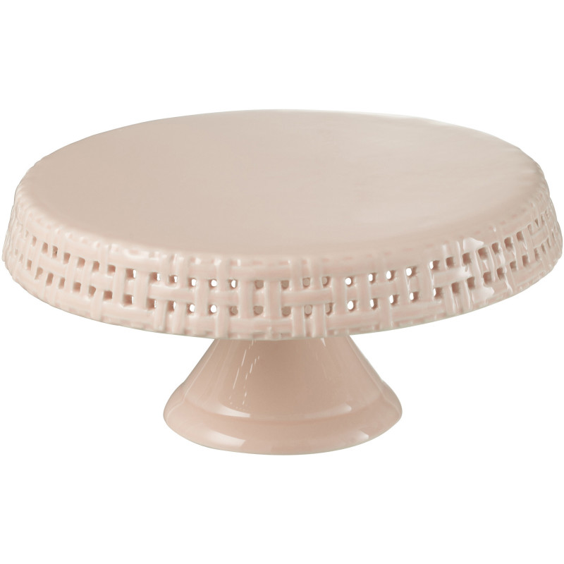 Présentoir pour gâteau Rond sur pied 25 cm Gourmandise en Céramique Rose - 1