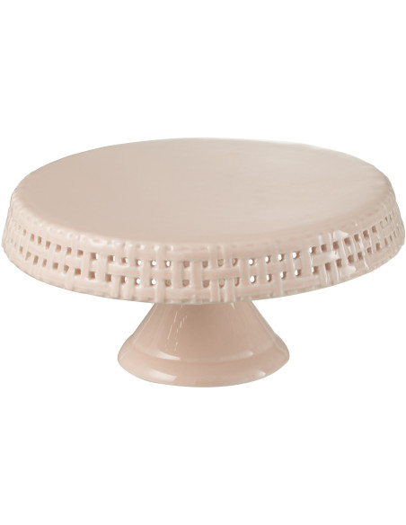 Présentoir pour gâteau Rond sur pied 25 cm Gourmandise en Céramique Rose - 1