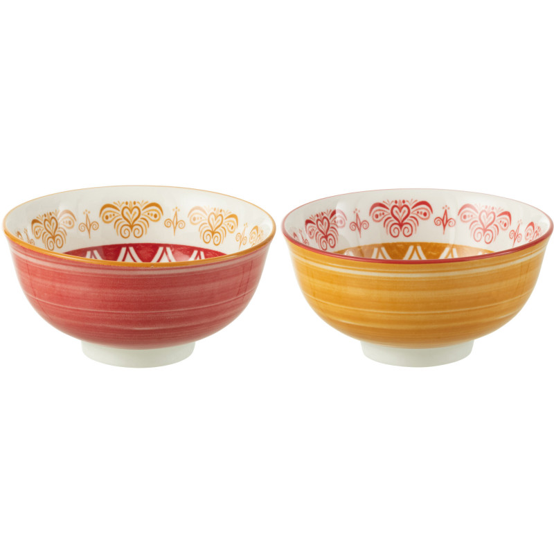Bol pour apéritif Jam en Porcelaine Blanc Rouge Ocre (Lot de 2) - 1