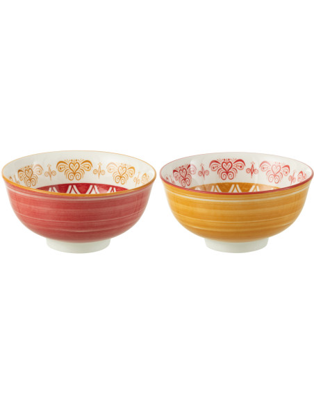 Bol pour apéritif Jam en Porcelaine Blanc Rouge Ocre (Lot de 2) - 1