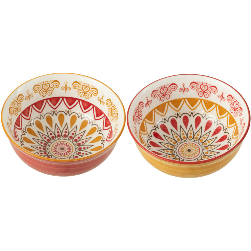 Bol pour apéritif Jam en Porcelaine Blanc Rouge Ocre (Lot de 2) - 3