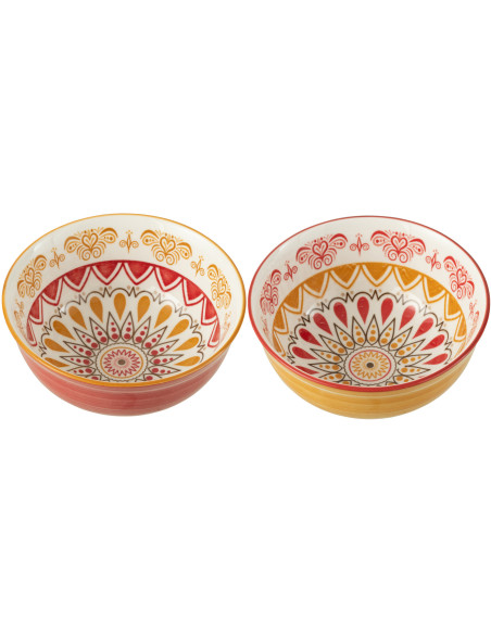 Bol pour apéritif Jam en Porcelaine Blanc Rouge Ocre (Lot de 2) - 3