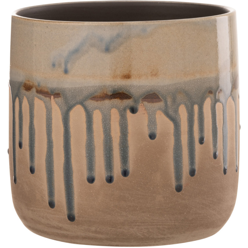Cache-pot en Céramique Beige Gris Droplet Diamètre 18 cm - 1
