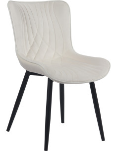 Chaise Megane en Polyester Beige Métal Noir - 1