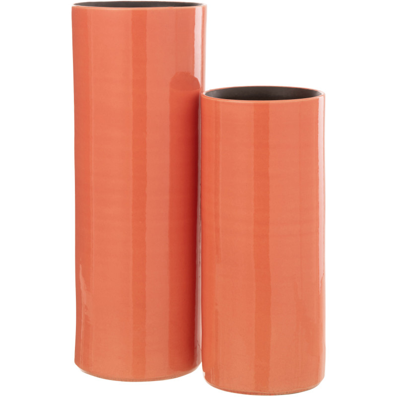 Vase Cylindrique XL Flek Hauteur 50 cm en Céramique Rose - 2