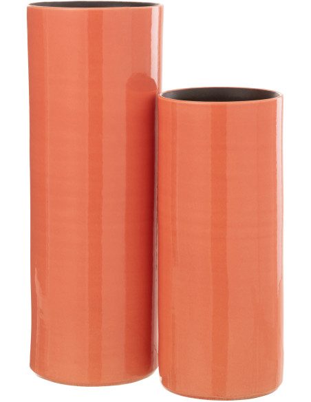 Vase Cylindrique XL Flek Hauteur 50 cm en Céramique Rose - 2