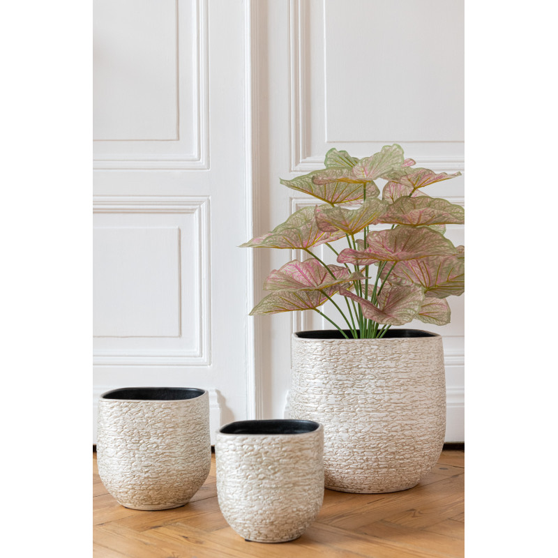 Plante artificielle Caladium Ailes d'anges Hauteur 60 cm en Plastique Rose Vert Avec pot - 2