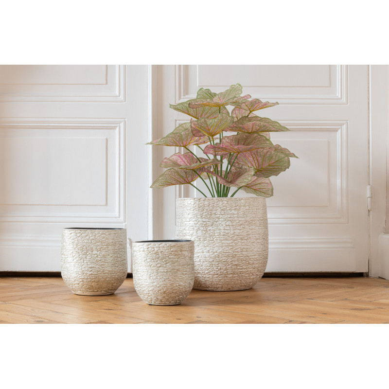 Plante artificielle Caladium Ailes d'anges Hauteur 60 cm en Plastique Rose Vert Avec pot - 4