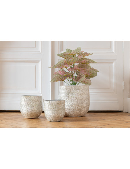 Plante artificielle Caladium Ailes d'anges Hauteur 60 cm en Plastique Rose Vert Avec pot - 4