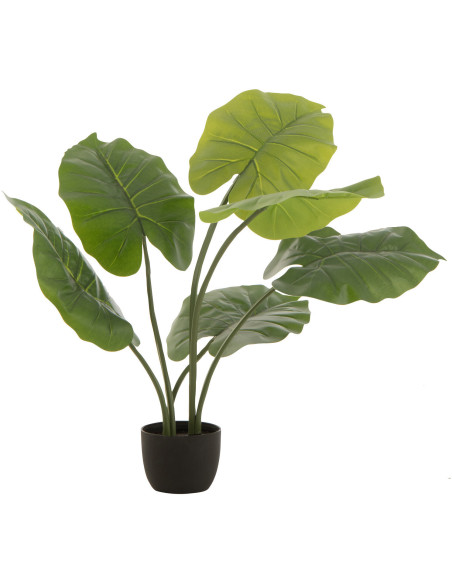 Plante artificielle Taro sauvage Hauteur 80 cm en Plastique Vert Avec pot - 1