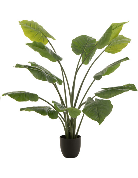 Plante artificielle Taro sauvage Hauteur 125 cm en Plastique Vert Avec pot - 1