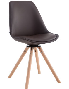 Chaise moderne pivotante en Polyuréthane Marron Bois Naturel Elina - 1