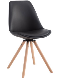 Chaise moderne pivotante en Polyuréthane Noir Bois Naturel Elina - 1