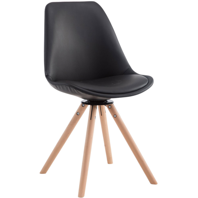 Chaise moderne pivotante en Polyuréthane Noir Bois Naturel Elina - 1