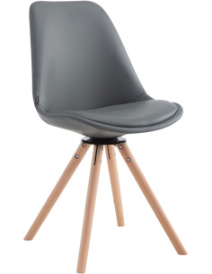 Chaise moderne pivotante en Polyuréthane Gris Bois Naturel Elina - 1