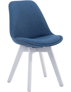 Chaise Sakina en Polyester Bleu Bois de hêtre Blanc  - 1