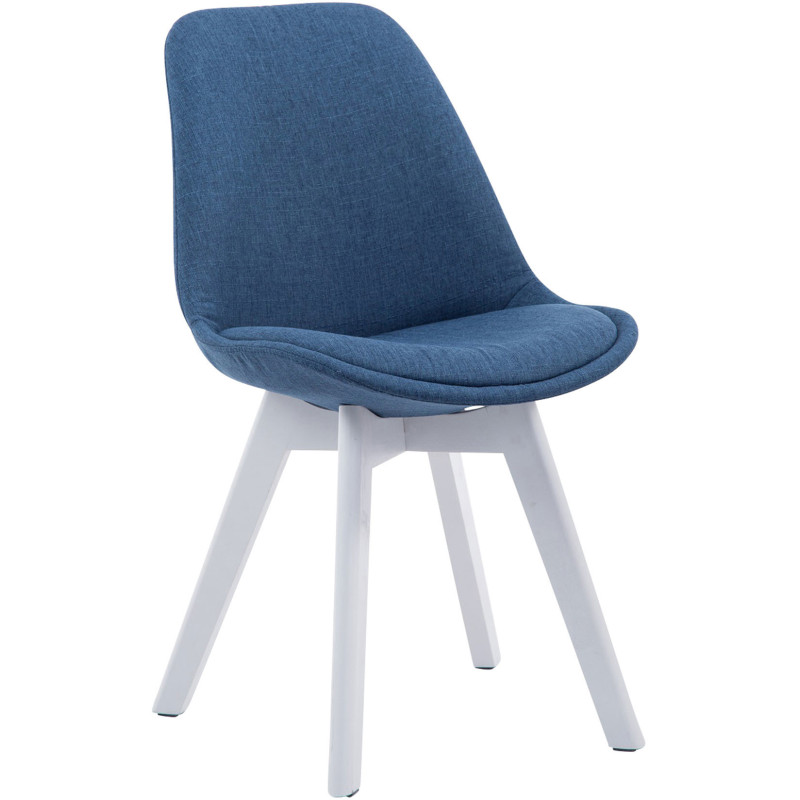 Chaise Sakina en Polyester Bleu Bois de hêtre Blanc  - 1