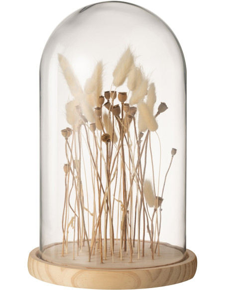 Cloche en verre avec fleurs séchées 37 cm - 1