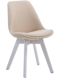 Chaise Sakina en Polyester Beige Bois de hêtre Blanc  - 1