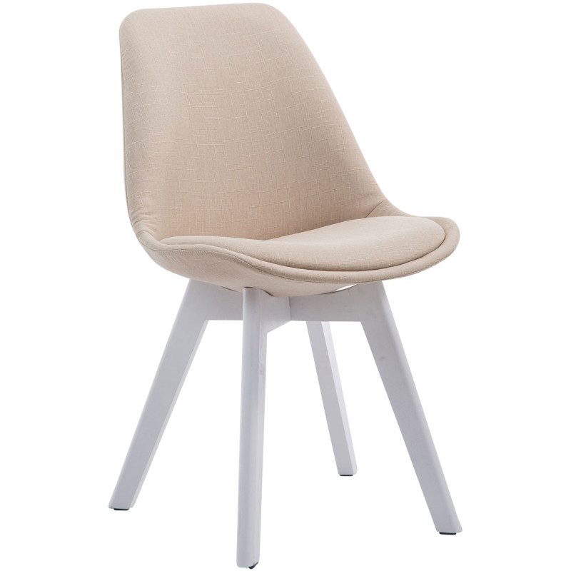 Chaise Sakina en Polyester Beige Bois de hêtre Blanc  - 1