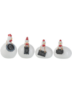 Statuette déco Poule Cracotte en Céramique Blanc (Lot de 4) - 1