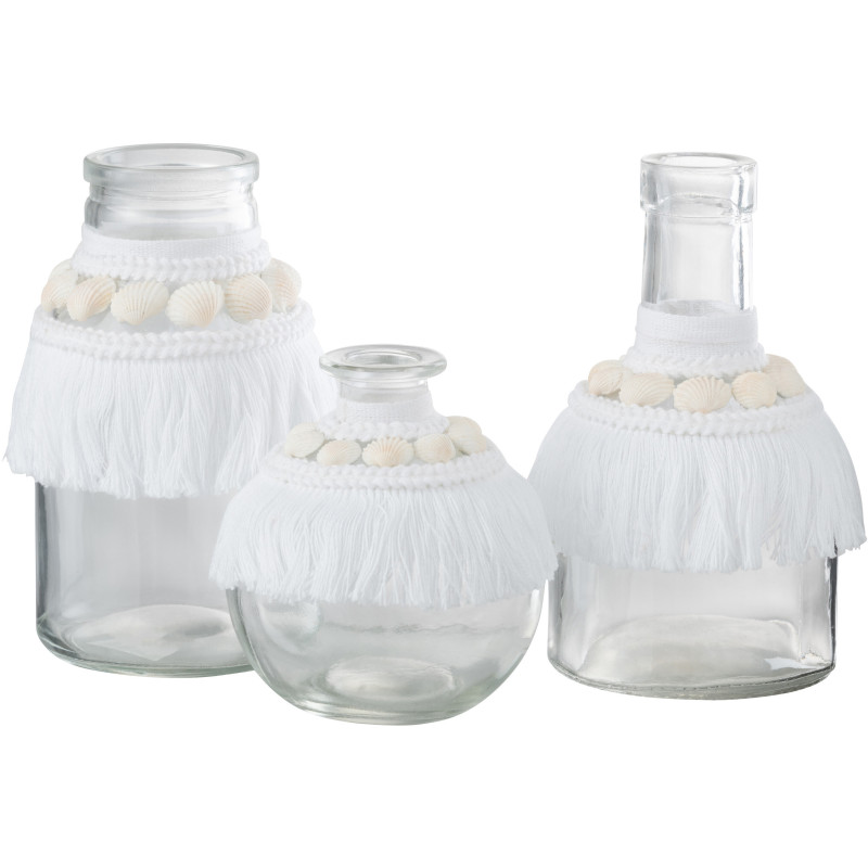 Vase Bocal Holiday Hauteur 15 cm en Verre Transparent Polyester Blanc Avec coquillages - 2