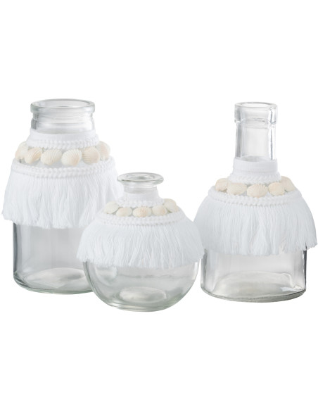 Vase Bocal Holiday Hauteur 15 cm en Verre Transparent Polyester Blanc Avec coquillages - 2