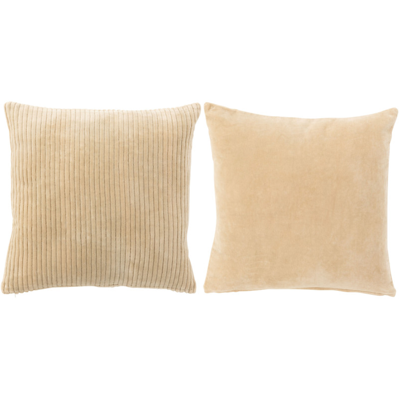 Coussin Carré Klims 45x45 en Coton Beige Effet velours (Lot de 2) - 1